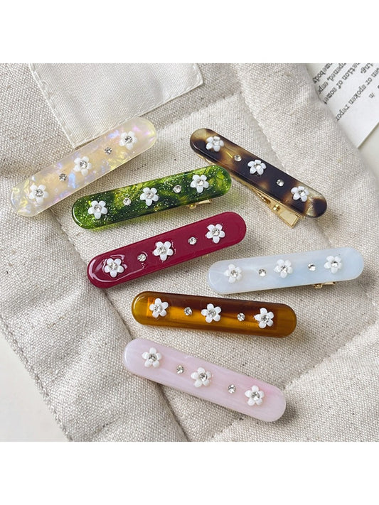 Beau - Floral Rectangular Hair Clip