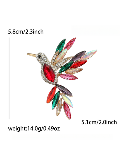 Brovia - Creative Alloy Hummingbird Rhinestone Brooch