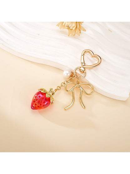 Keypus - Cartoon Strawberry Pendant Bow Bag Charm