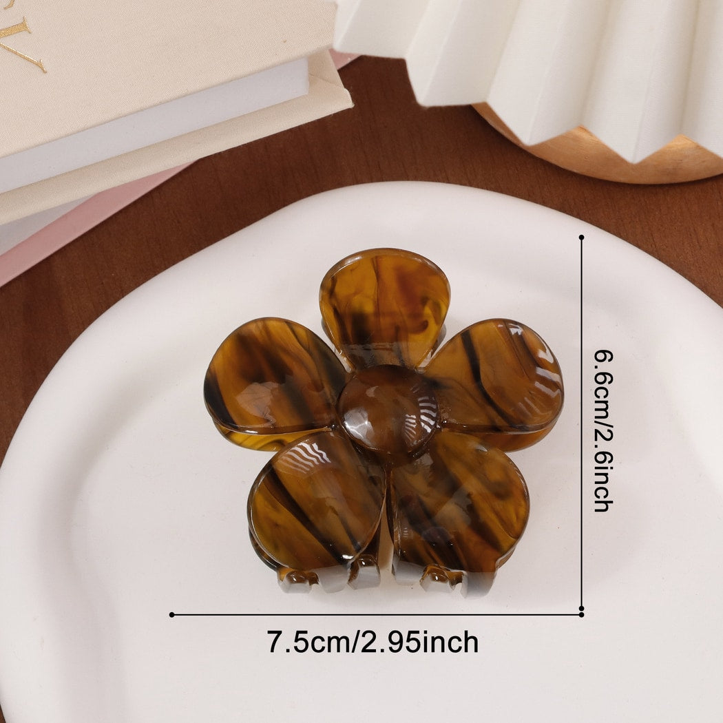 Beau - Muted Marble Floral Design Claw Clip