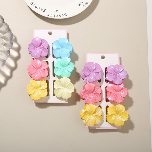 Beau - Glossy Floral Plastic Alloy Claw Clip Set