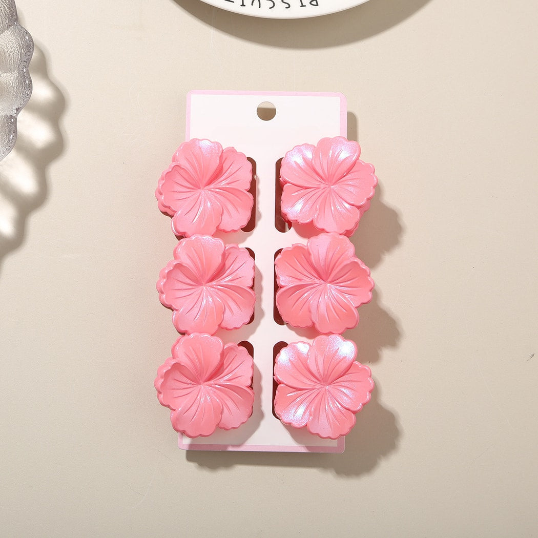 Beau - Glossy Floral Plastic Alloy Claw Clip Set