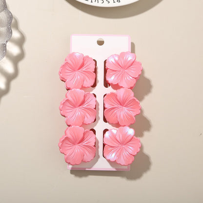 Beau - Glossy Floral Plastic Alloy Claw Clip Set