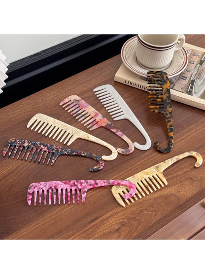 Minimalist Acetate Hair Comb with Hook Portable Long Comb for Travel