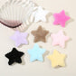 Beau simple plush star shaped hair clip in soft beige fabric on white background