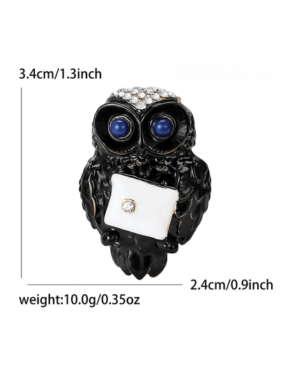 Brovia - Enamel Look Owl Alloy Brooch Accessory