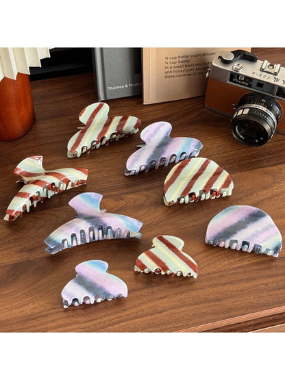 Beau - Fashionable Striped Hair Claw Clip for High Ponytail and Bun