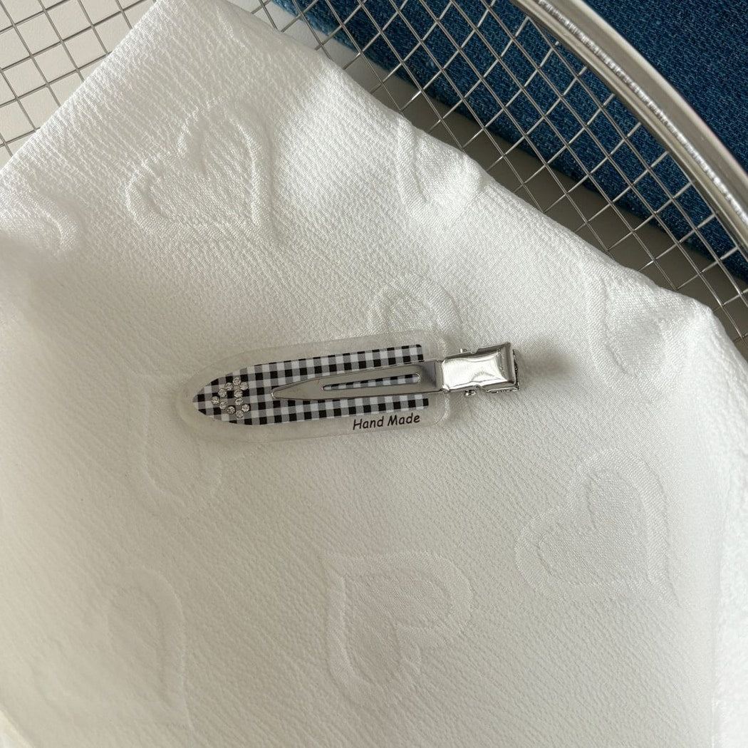 Beau - Clear Edge Gingham Heart Detail Claw Clip