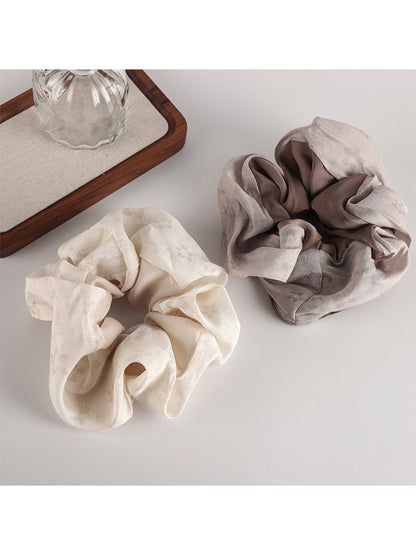 Gifty - Mesh Satin Jacquard Texture Patchwork Scrunchie