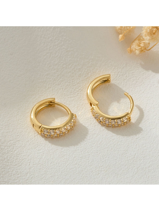 Earedge - Vintage Rhinestone Alloy Ring Earrings
