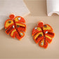 Earedge - Multi Hued Leaf Shaped Earrings