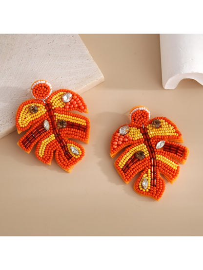 Earedge - Multi Hued Leaf Shaped Earrings