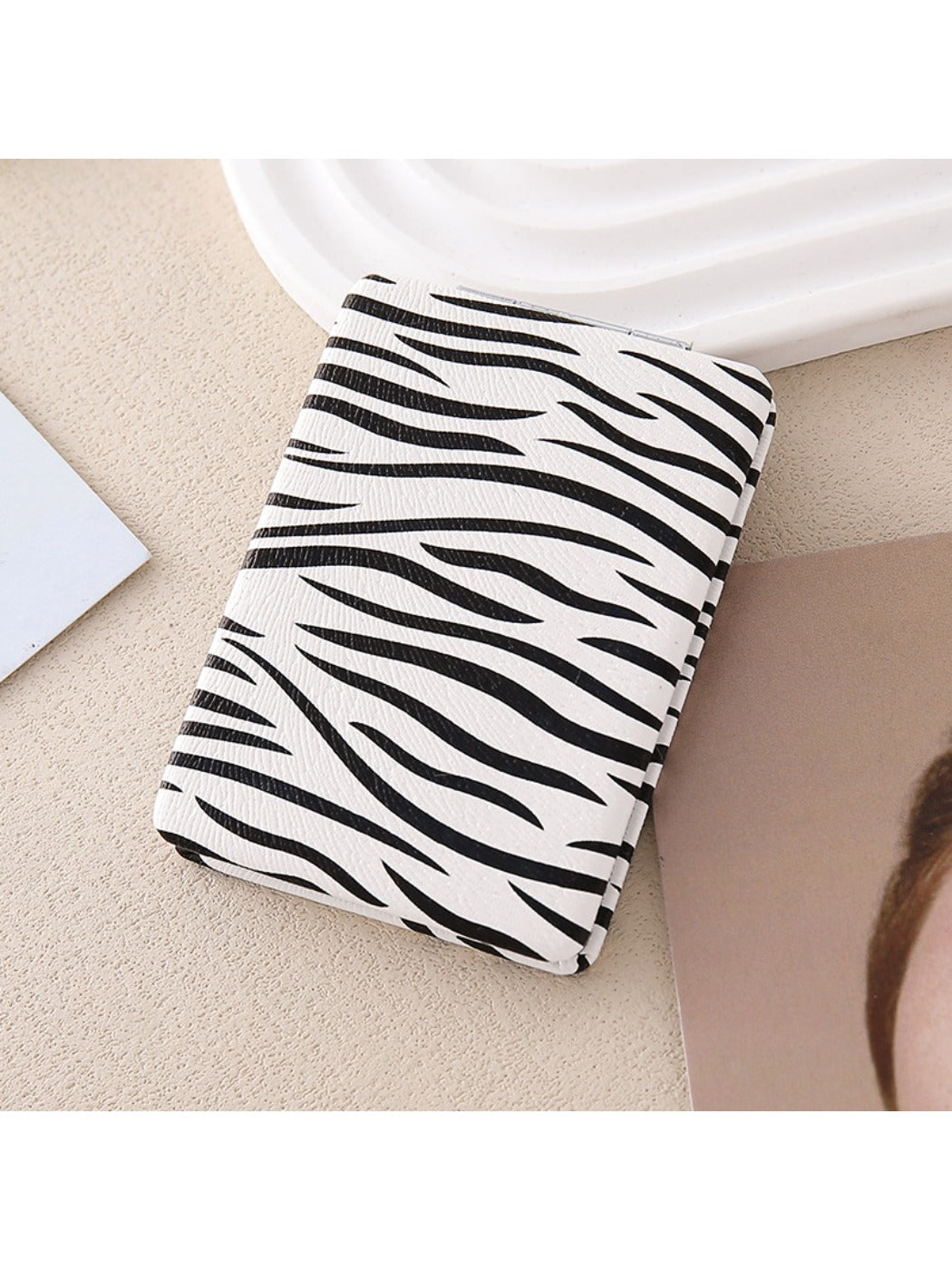 Mirroray - Minimalist Zebra Print Folding Makeup Mirror