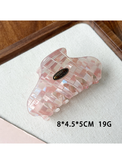 Beau - Iridescent Checkered Faux Acetate Claw Clip