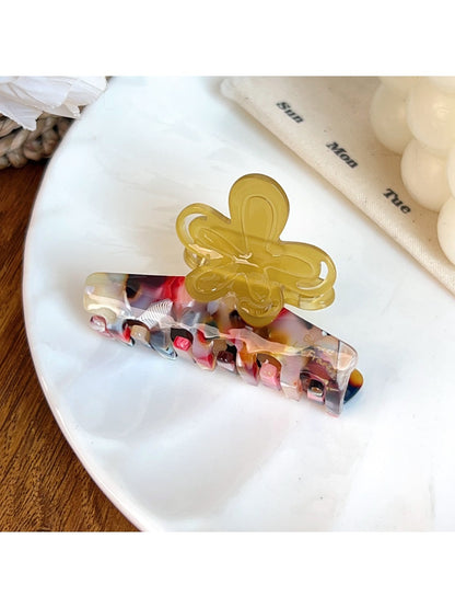 Beau - Floral Acetate Fiber Straight Claw Clip