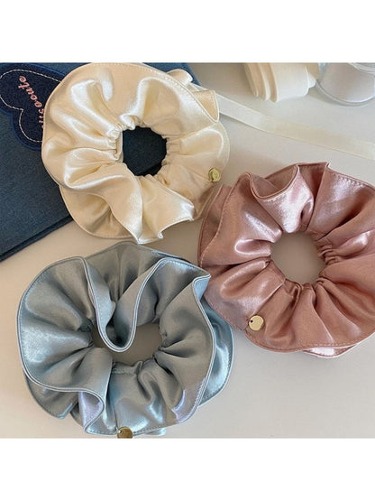 Gifty - Elegant Double Layer Ruched Satin Scrunchie