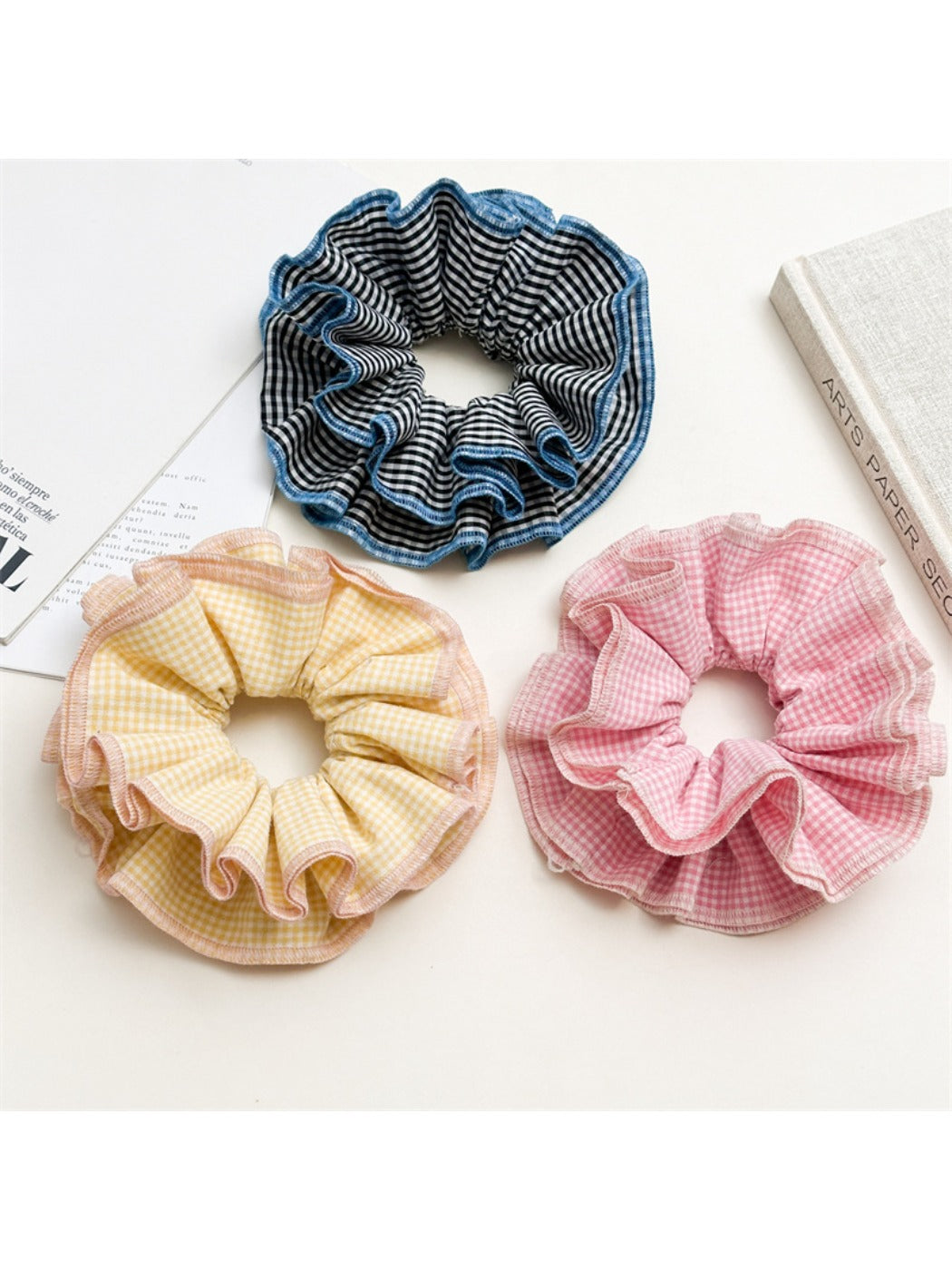 Gifty - Adorable Multicolor Plaid Fabric Scrunchie