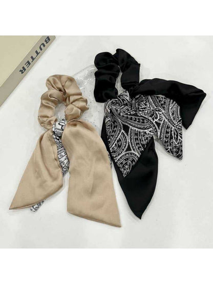 Gifty - Floral Bow Hair Scarf Ribbon Tie Elegant