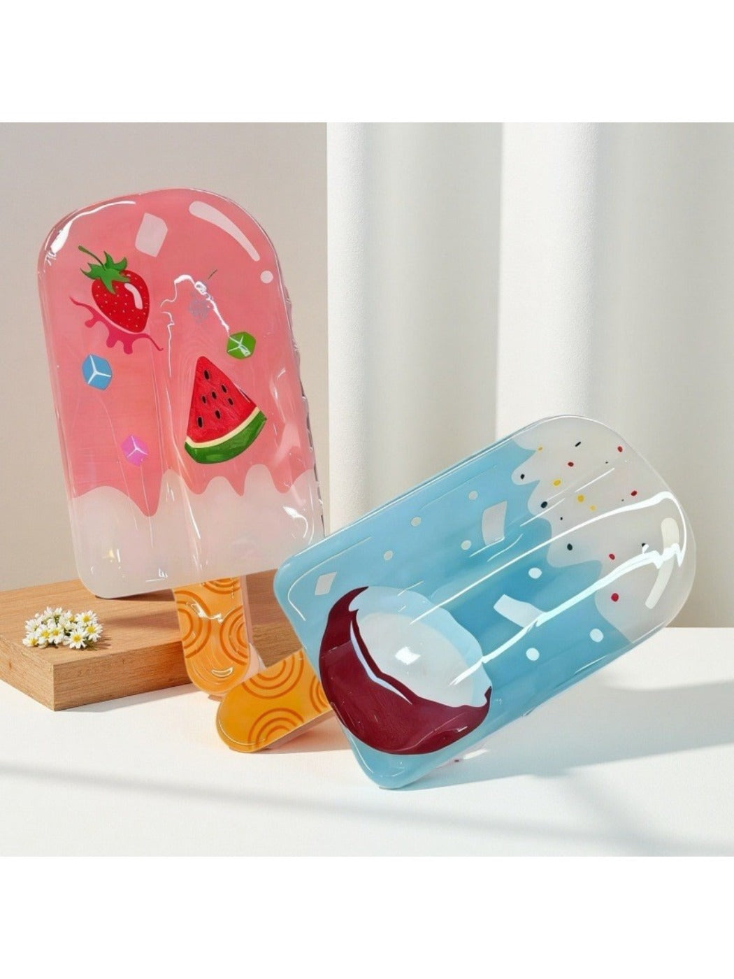 Beau Summer ice cream shaped hair clip with pastel colors on white background