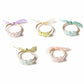 Clean overview of five iridescent bead hair tie variants