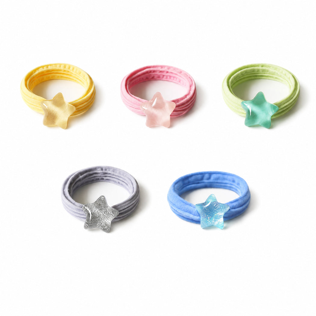 Clean overview of five star bead hair tie variants
