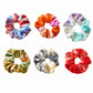 Six tie-dye velvet scrunchie variants