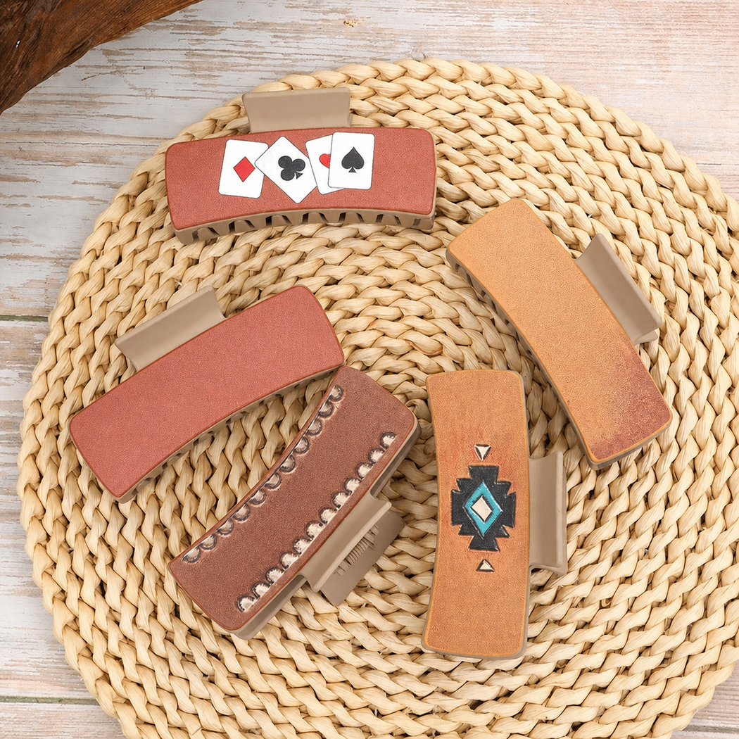 Beau - Western Playing Card Hair Claw - all variants overview