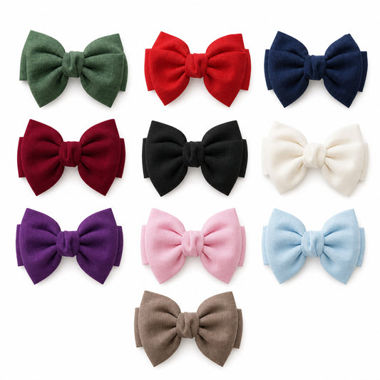 Ten solid bow hair clip variants