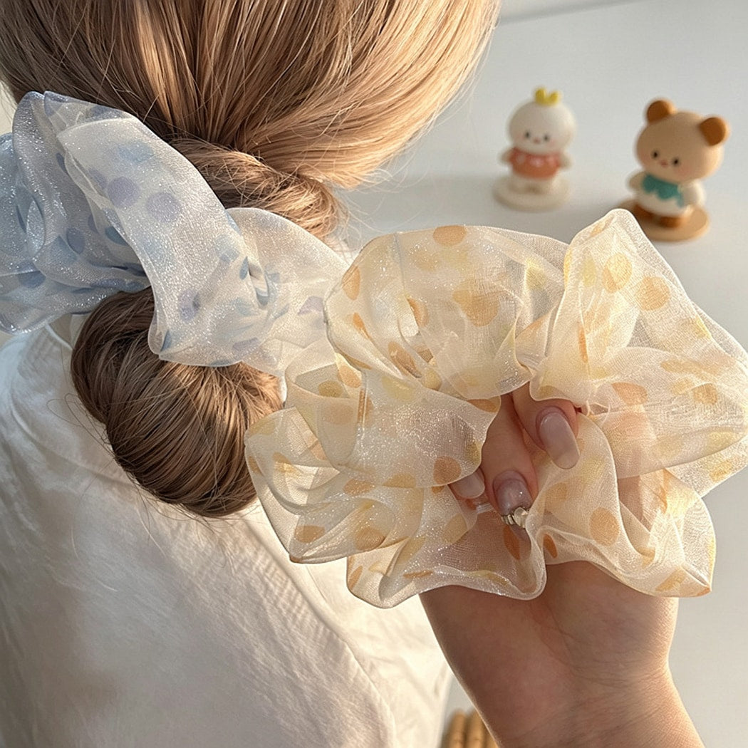 Gifty - Pastel Toned Sheer Polka Dot Scrunchie
