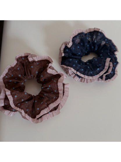 Gifty - Vintage Style Polka Dot Ruffled Scrunchie