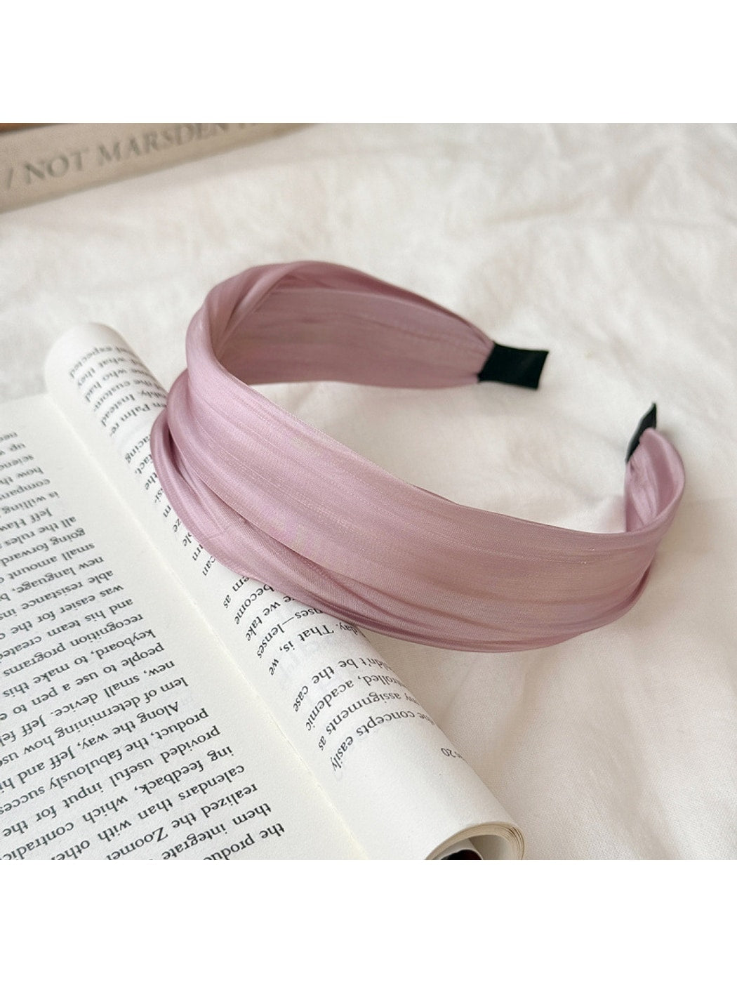 Gifty - Satin Pleated Wide Fabric Women's Headband