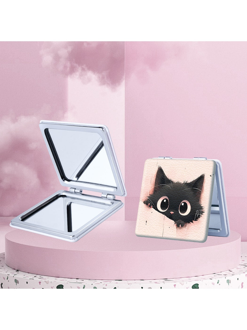 Mirroray - Cute Cat Pattern Folding Compact Mirror