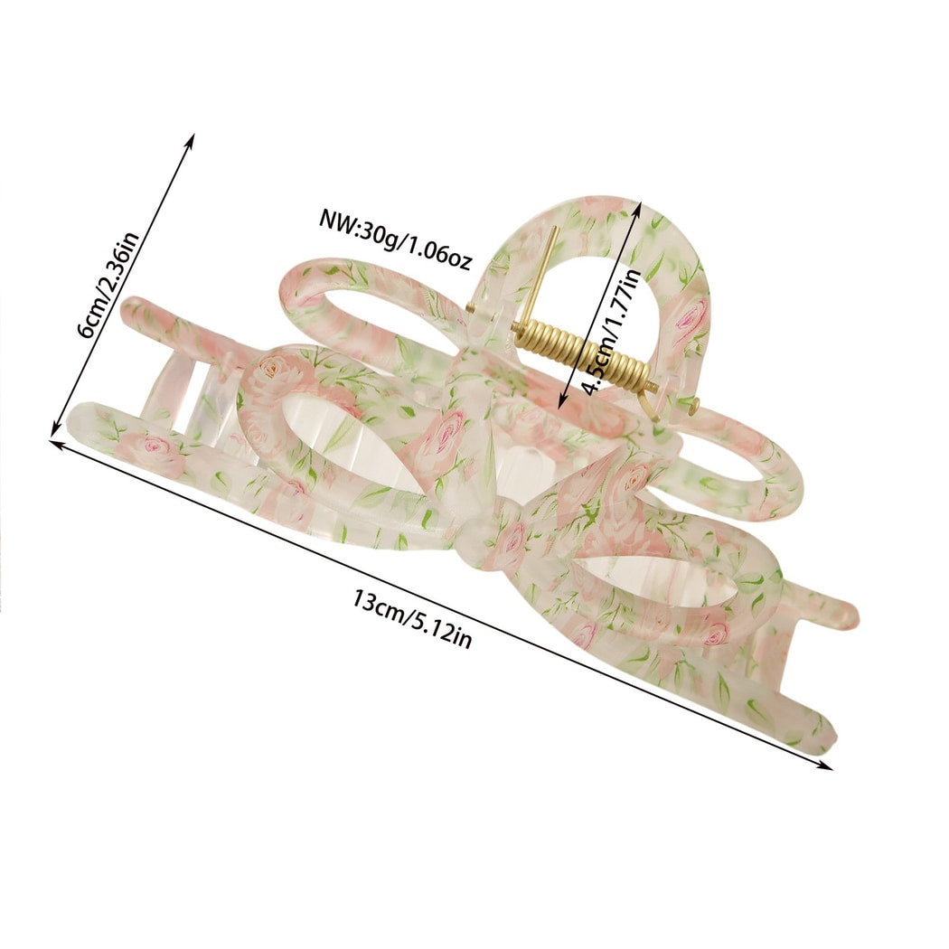 Beau - Floral Pattern PS and Alloy Hair Claw Clip