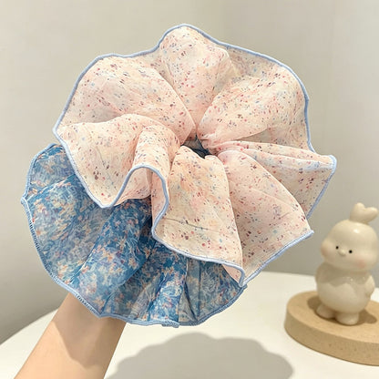 Gifty - Floral Mesh Ruffle Edge Polyester Scrunchie