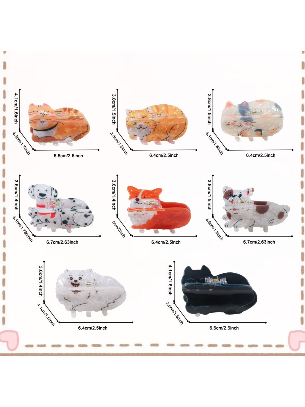 Beau - Cat and Dog Shaped Hair Claw Clips