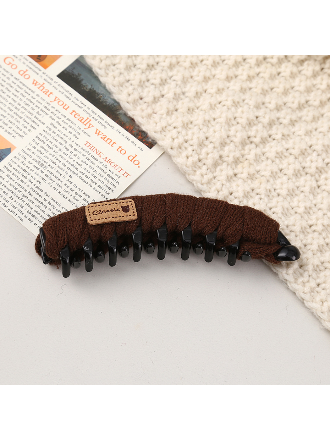 Beau - Solid Color Long Wrapped Claw Hair Clip