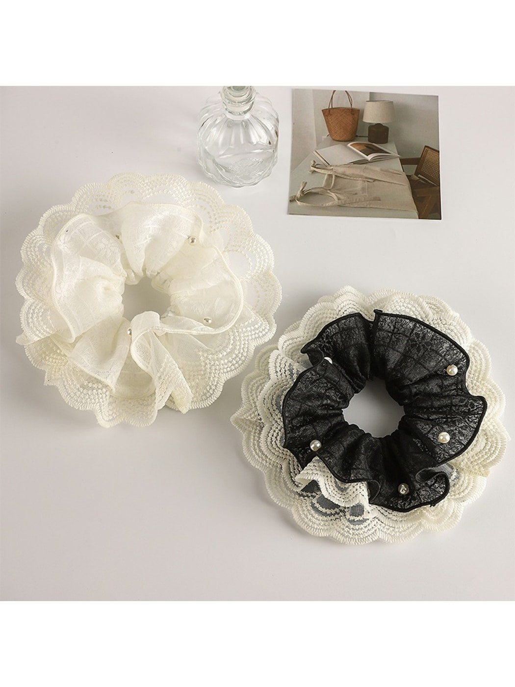 Gifty - Mesh Lace Ruffled High Elasticity Scrunchie