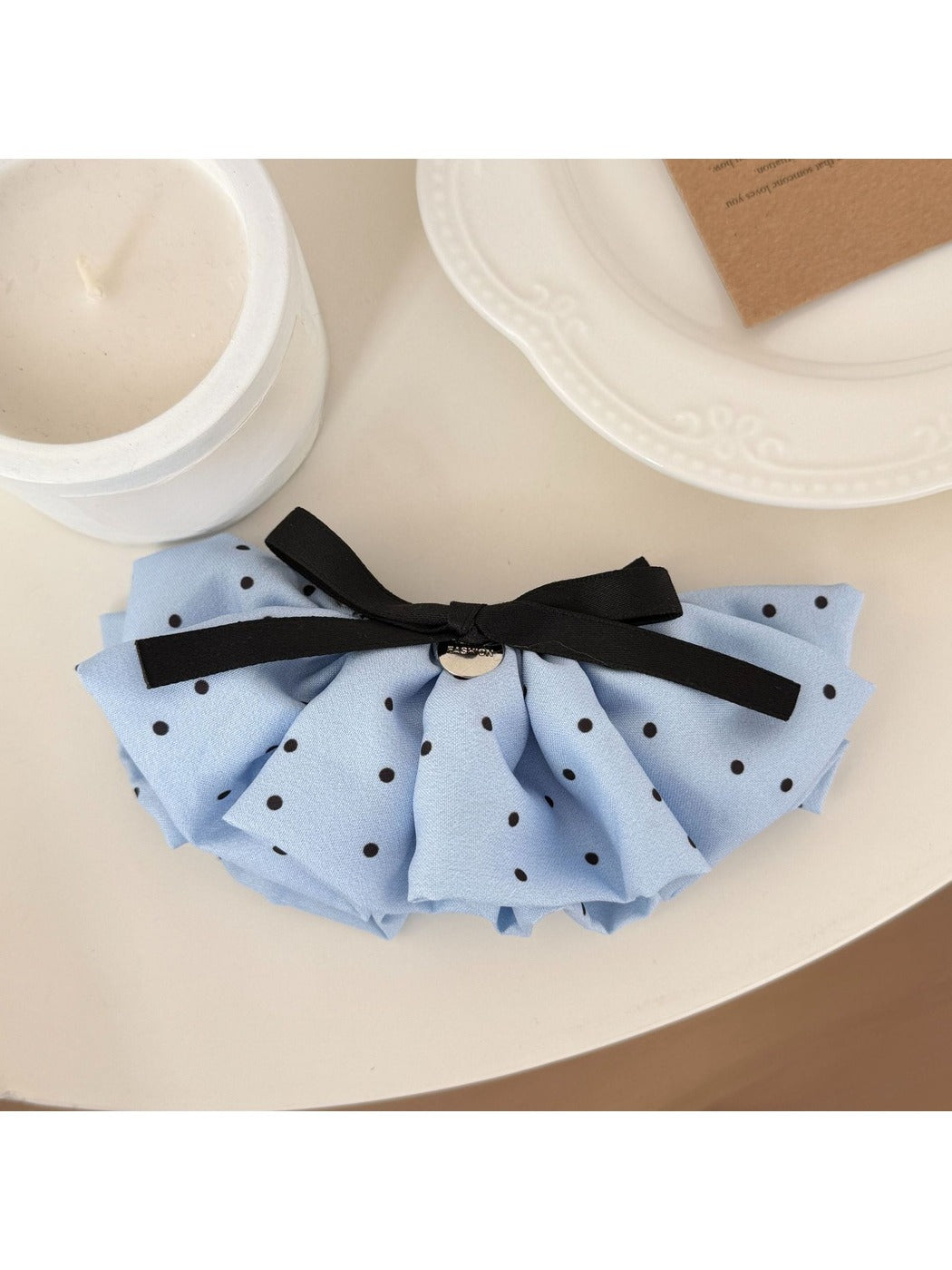 Beau - Pleated Bow Fabric Banana Clip Hair Clip