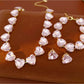 Nozari - Heart Rhinestone Collarbone Chain Necklace Set