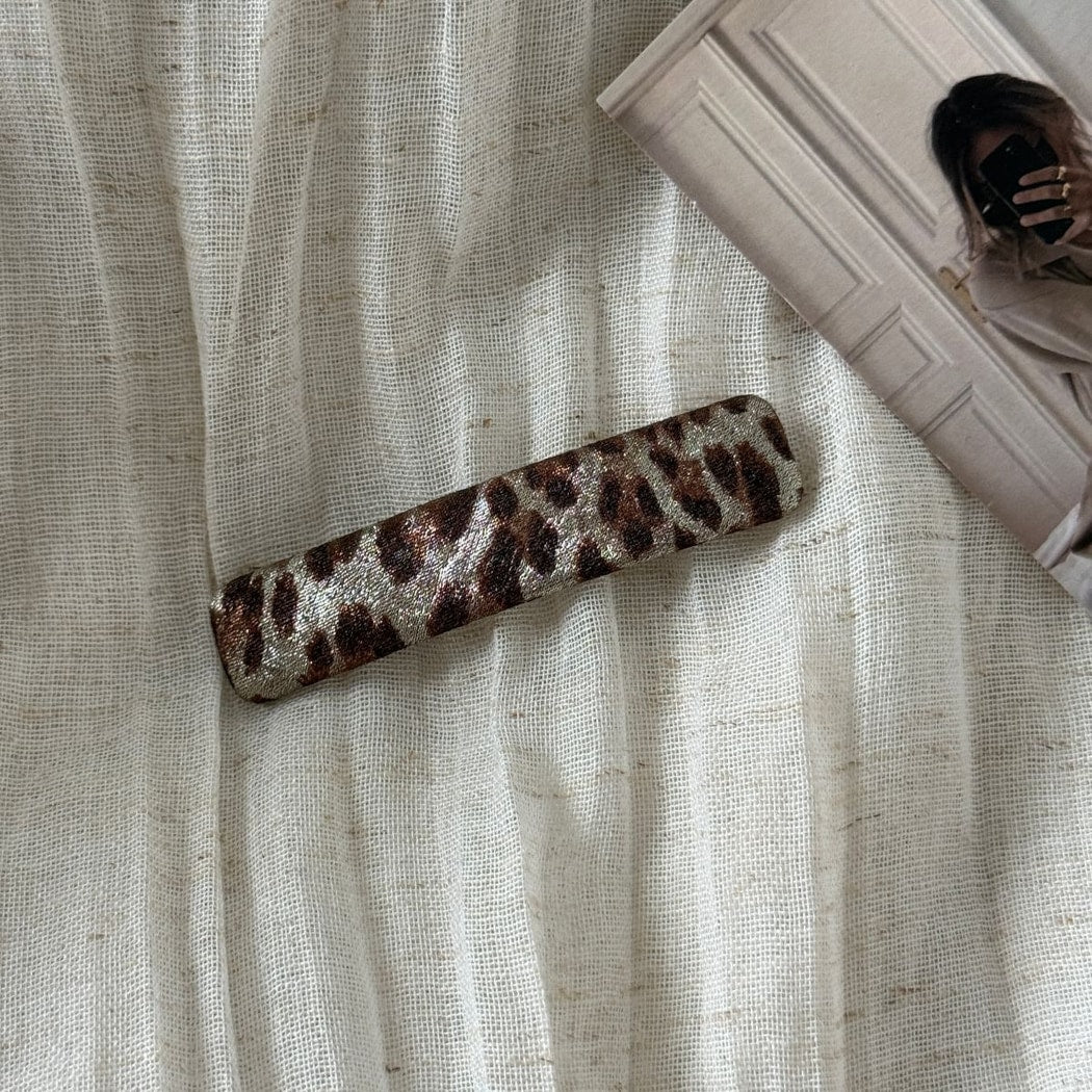 Beau - Leopard Print Patterned Fabric Claw Clip
