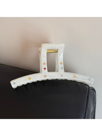 Beau - White Geometric Hair Claw Clip