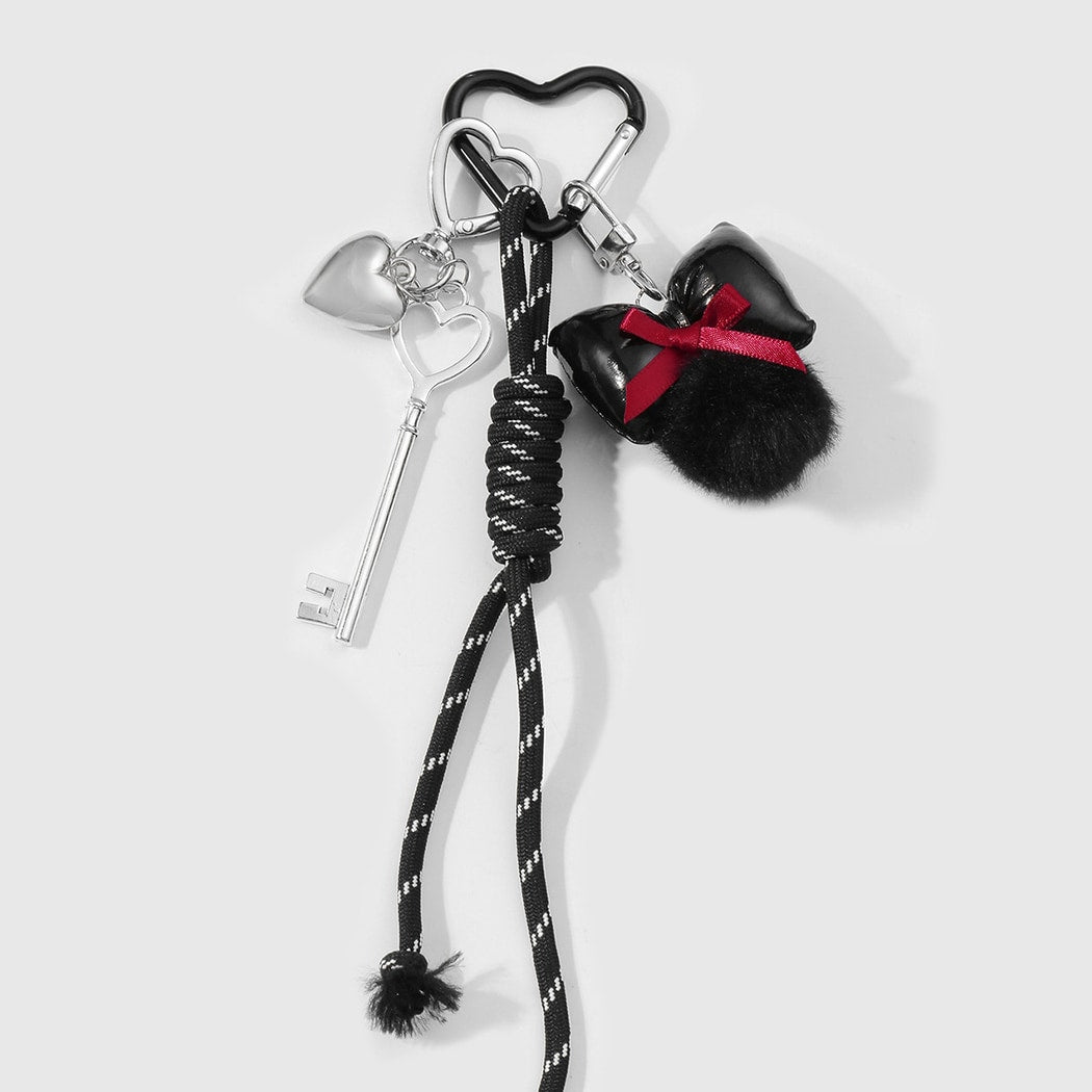 Keypus - Y2K Pom Pom and Heart Keychain