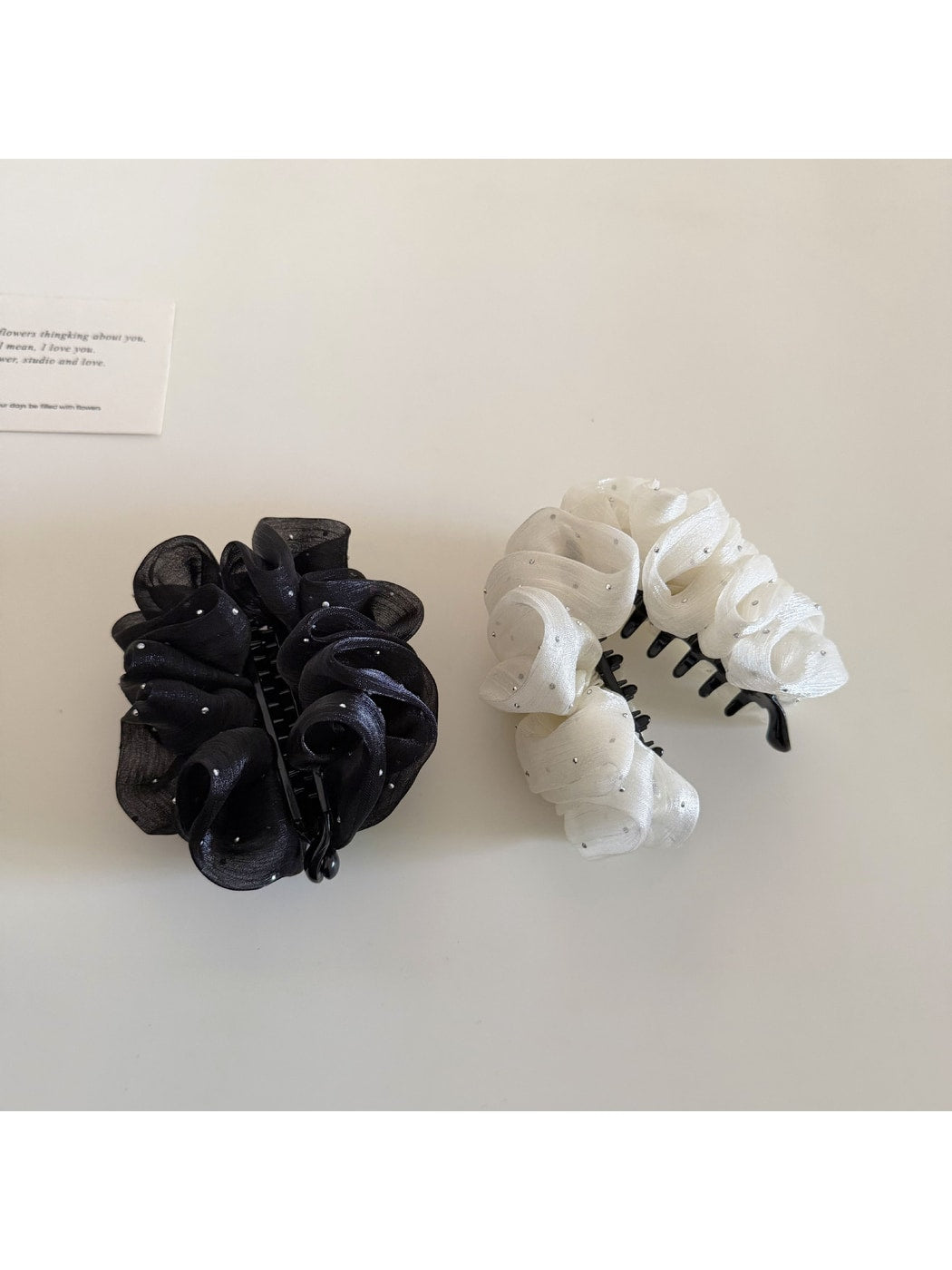 Beau - Ruffled Mesh Look Pleated Banana Clip