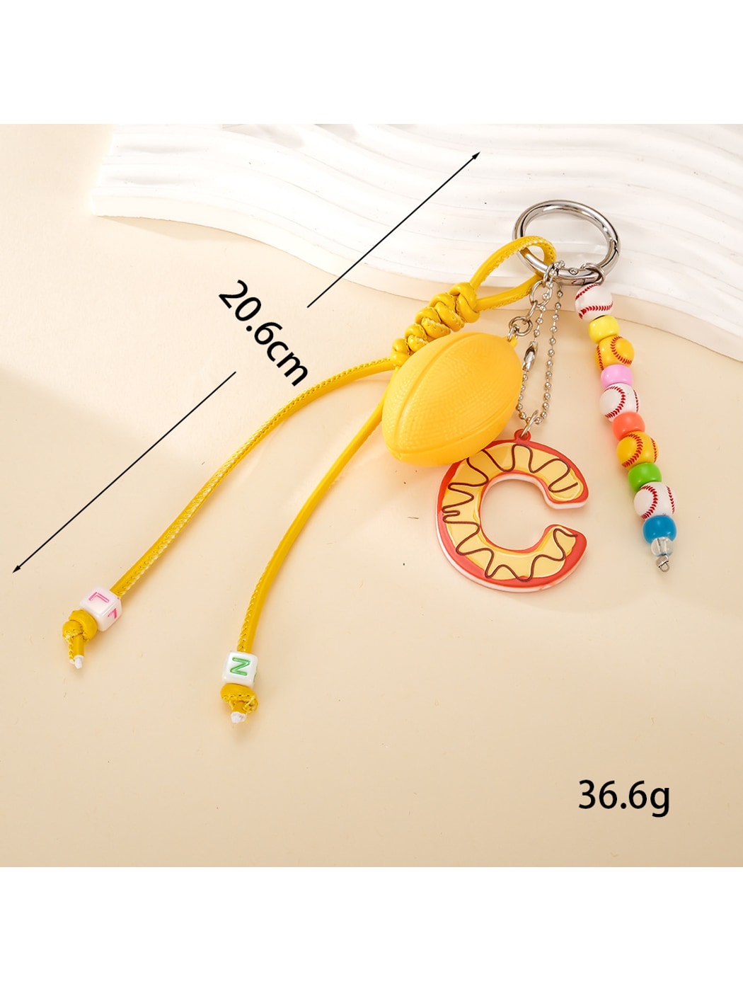 Keypus - Acrylic Sports Ball Letter Bag Charm Keychain