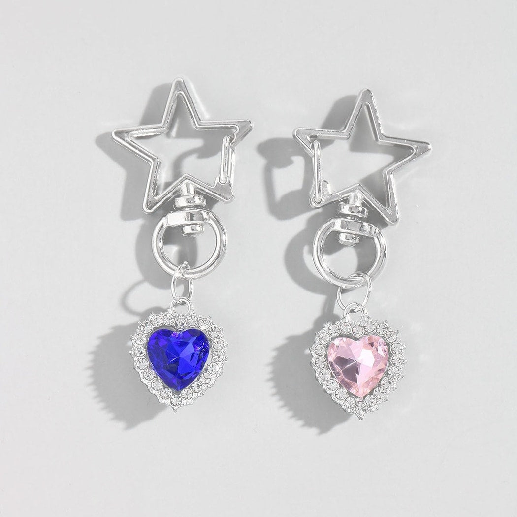 Keypus - Hollow Star and Heart Pendant Keychain