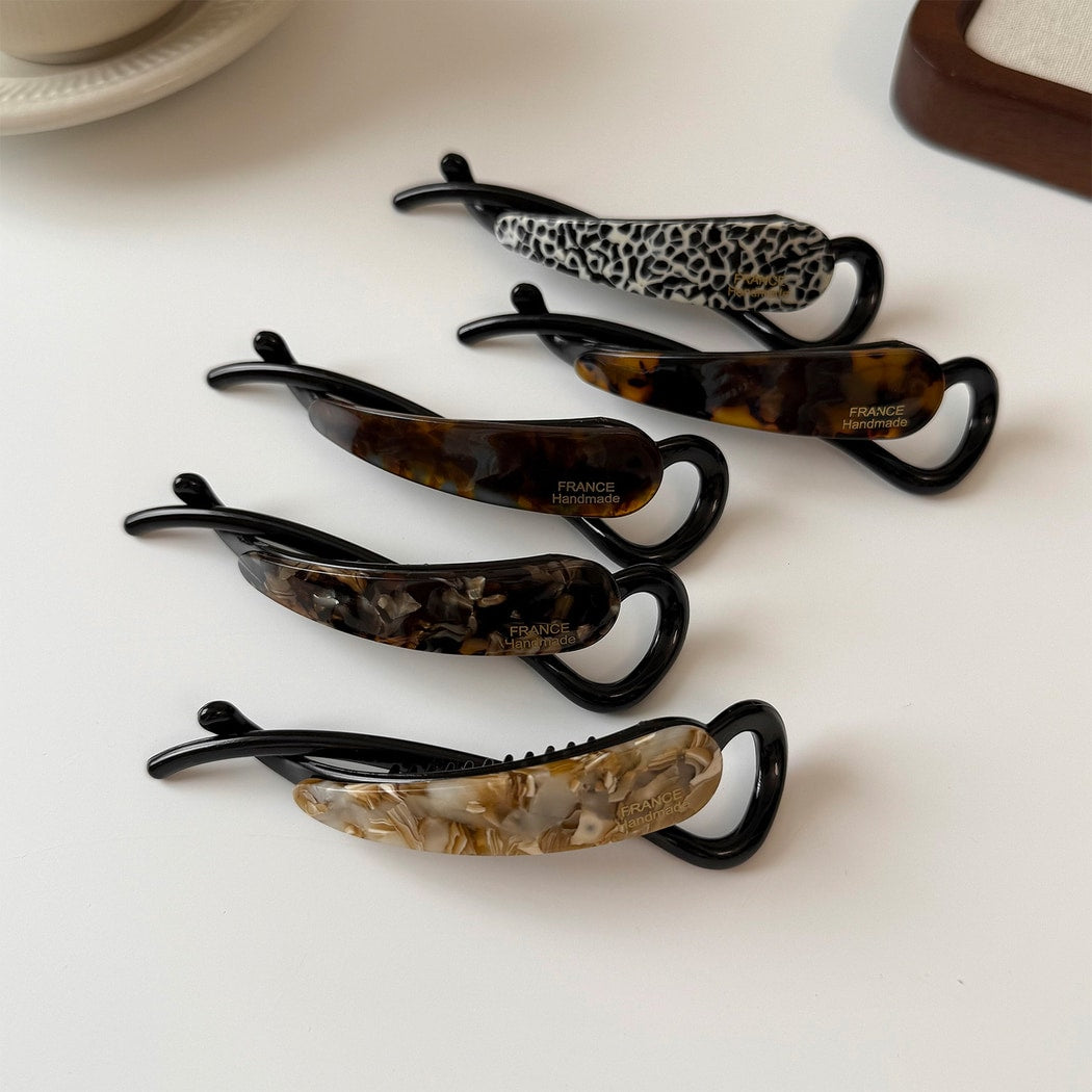 Beau - Acetate Geometric Marble Twist Hair Clip