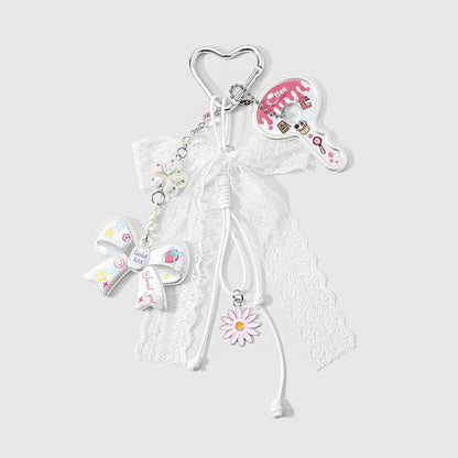 Keypus - Y2K Cross and Lace Bow Beaded Keychain