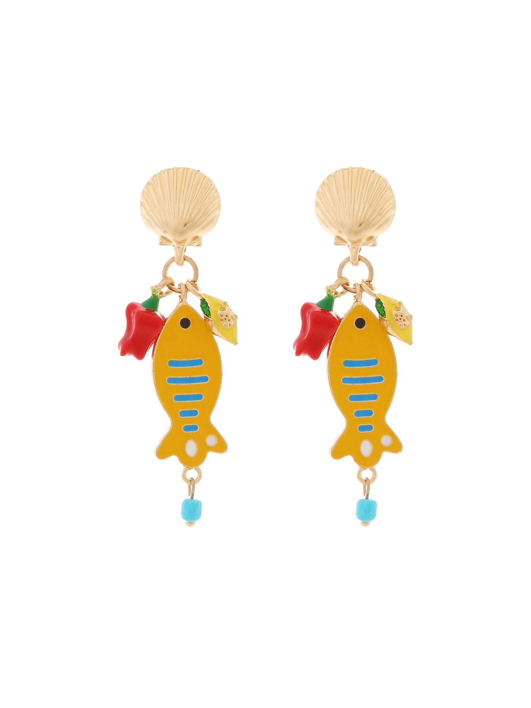 Earedge - Playful Fish Lemon Chili Statement Earrings