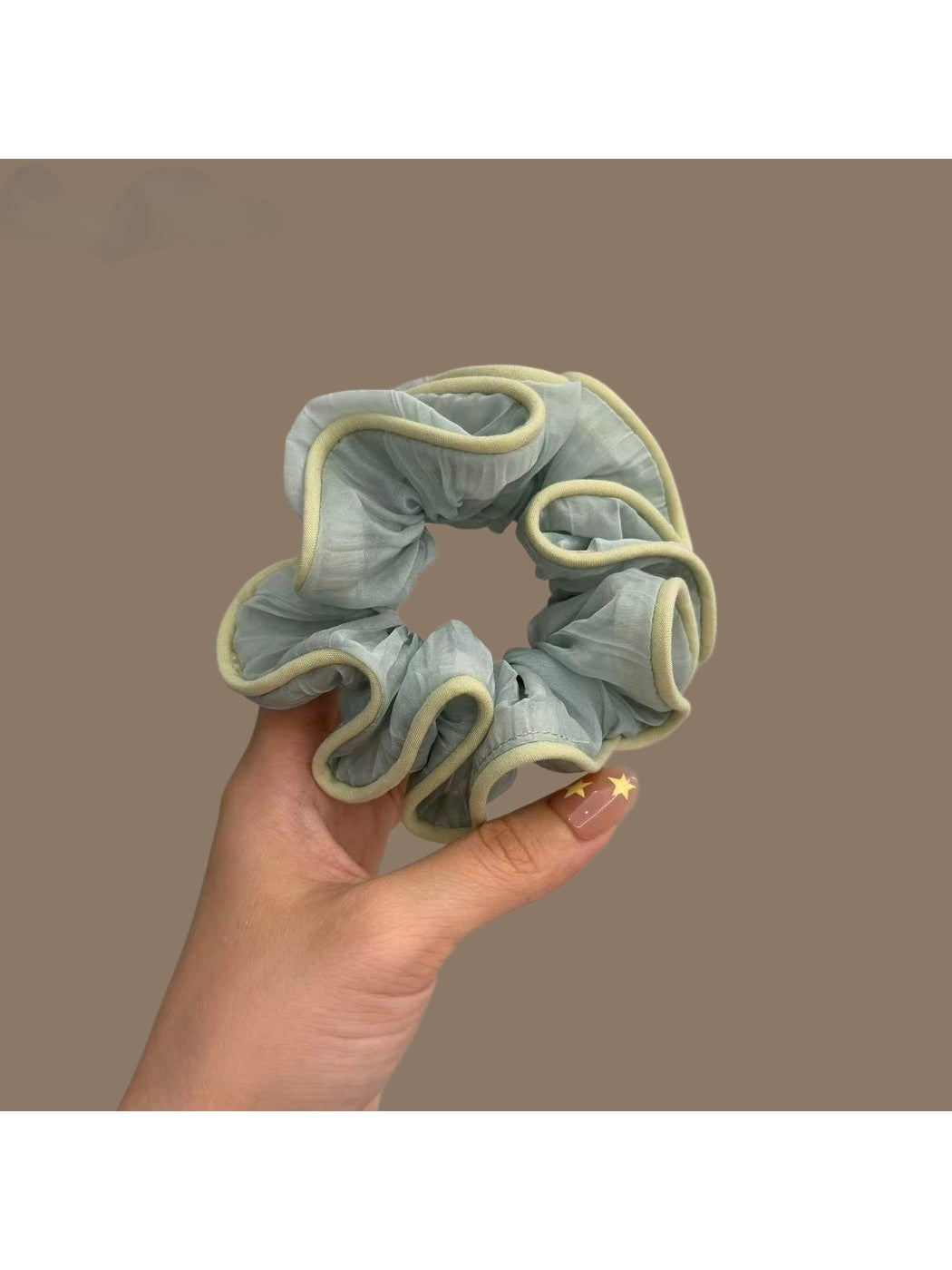 Gifty - Round Mesh Trim Polyester Scrunchie