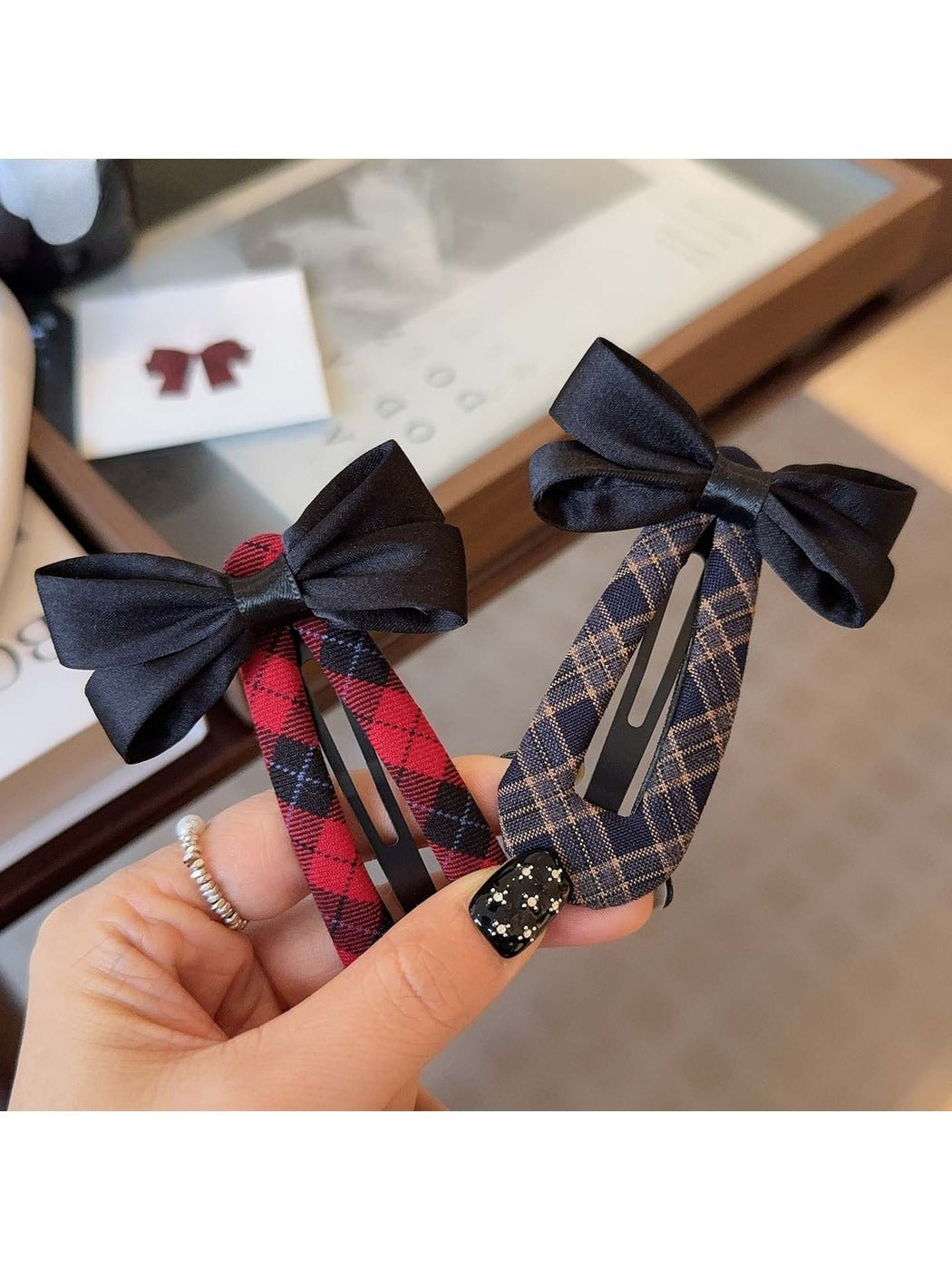 Beau - Polyester Alloy Bow Snap Hair Clip